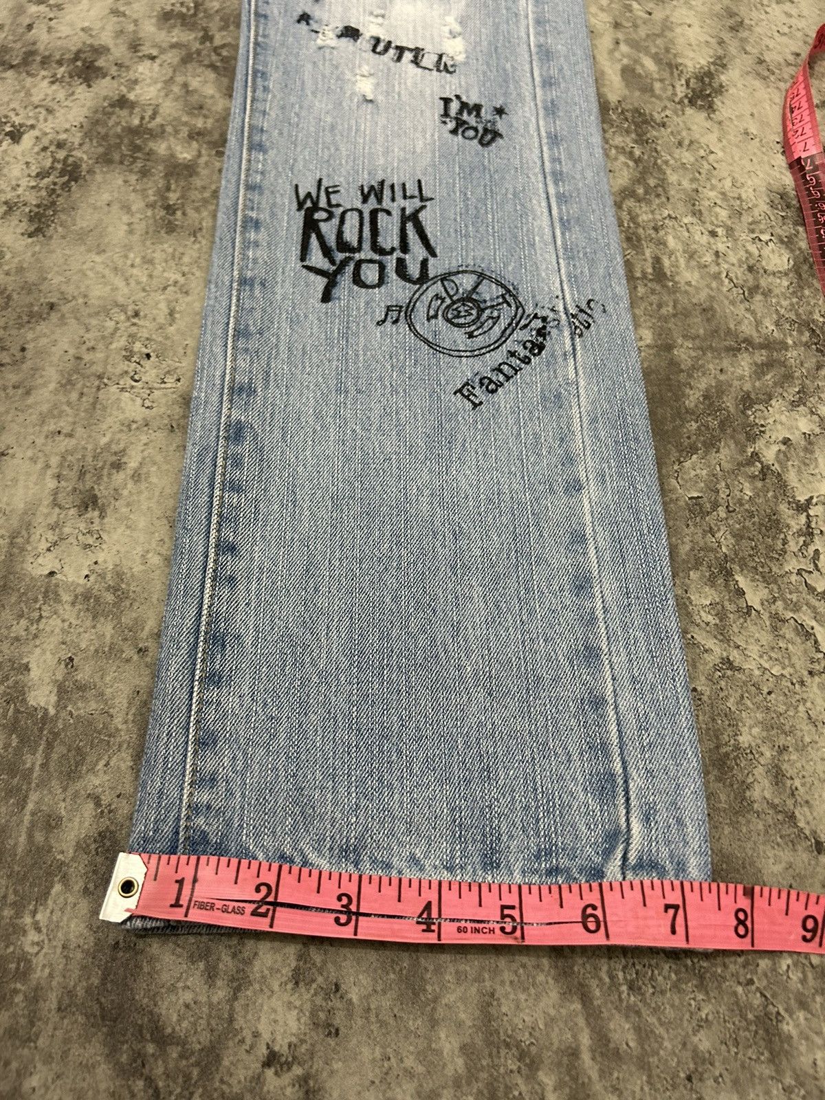 Japanese Brand × Undercover Pink Latte Believe Me Embroidered Distresse Jeans Size US 31 - 8 Thumbnail