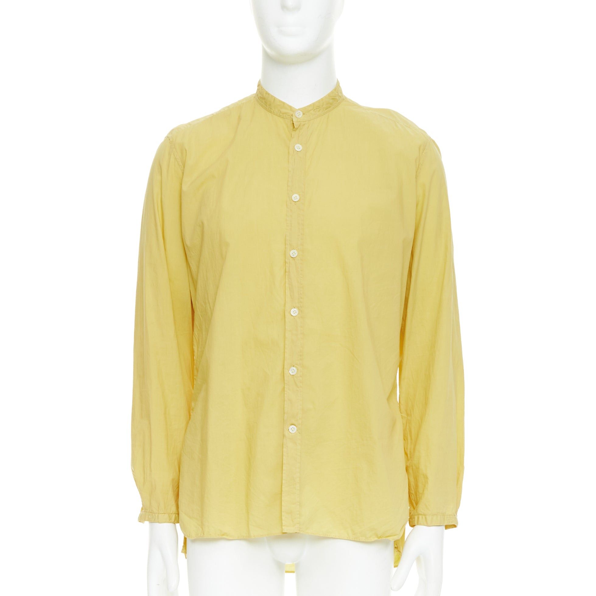 Lanvin LANVIN butter yellow cotton bishop collar button up dress shirt EU40 L Size US L / EU 52-54 / 3 - 1 Thumbnail