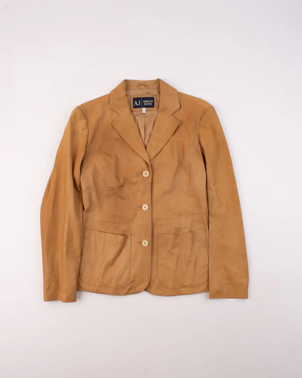 Armani Women's Armani Jeans Brown Leather Blazer Jacket Size S Size S / US 4 / IT 40 - 1 Thumbnail