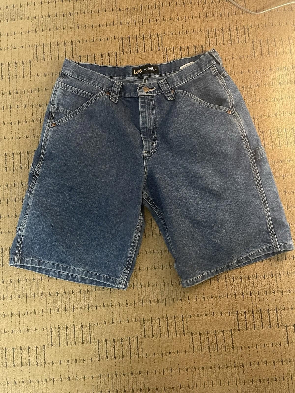 Lee Vintage LEE Jorts Men's 32 Blue Denim Loose Carpenter Shorts Size US 32 / EU 48 - 2 Thumbnail