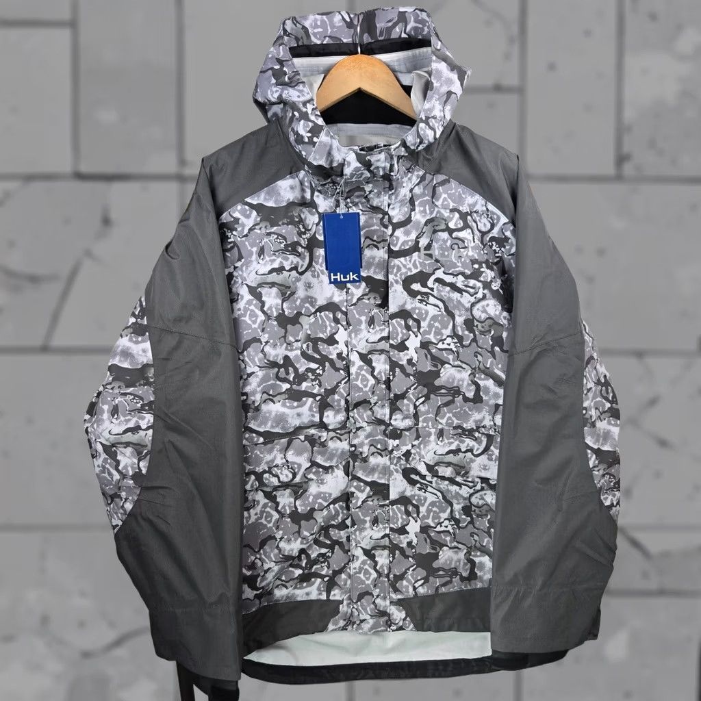 Vintage HUK Fishing Jacket Mens Sz 2XL New Smoke Camo Hooded Wind/Waterproof Shell 40 Size US XXL / EU 58 / 5 - 1 Thumbnail