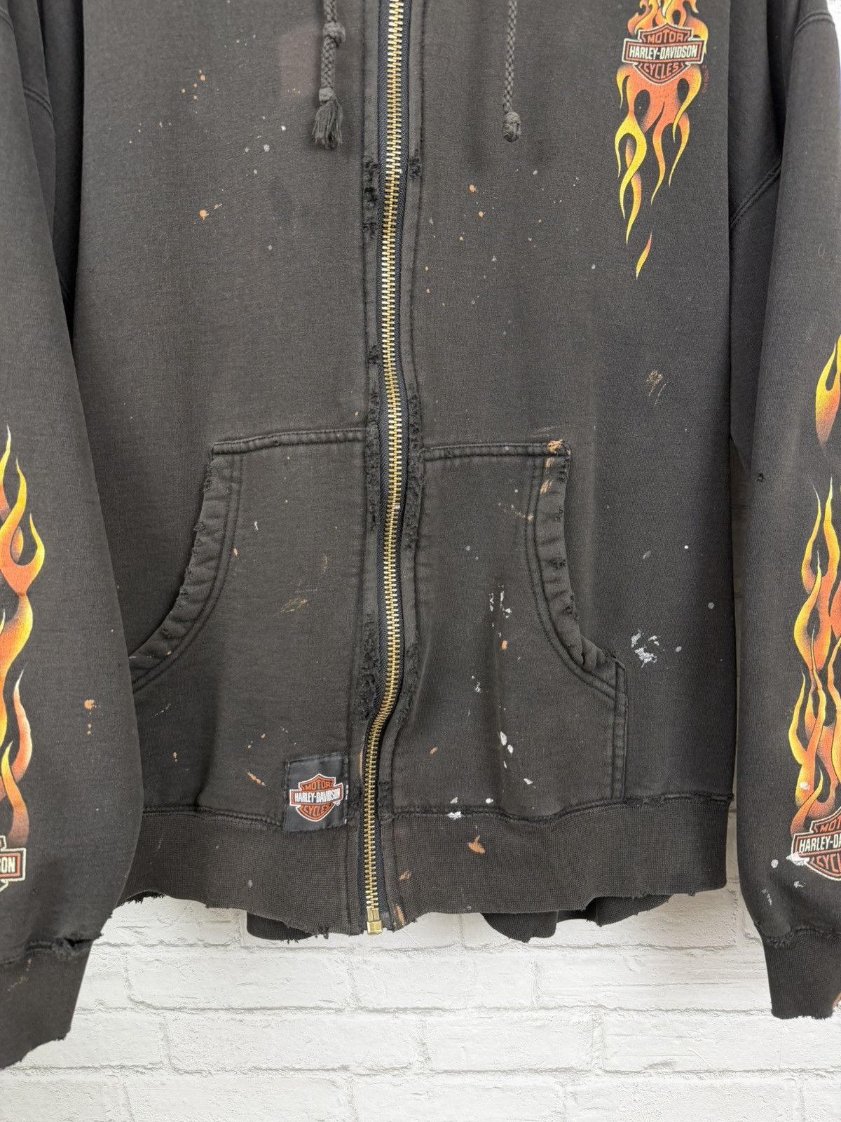 Harley Davidson (XL) THRASHED OUT FLAMES Harley Davidson Zip Up Hoodie Size US XL / EU 56 / 4 - 6 Thumbnail