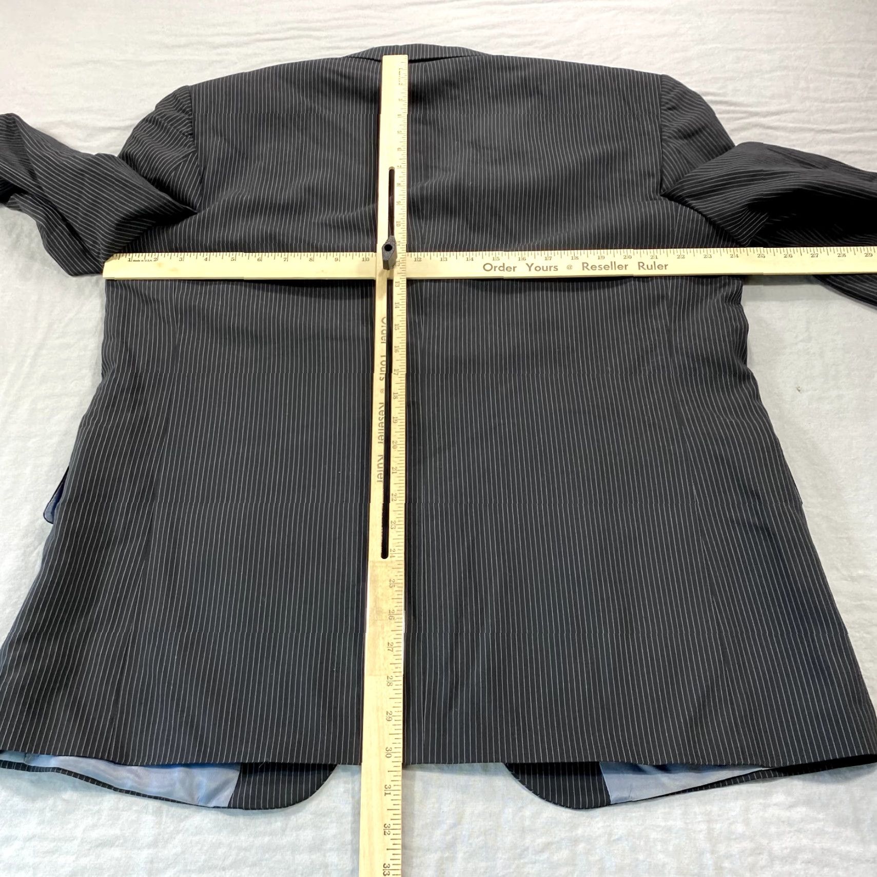 Oscar De La Renta Oscar de la Renta Blazer Mens 44 R Black Striped Wool Sport Coat Jacket Size 44R - 4 Thumbnail