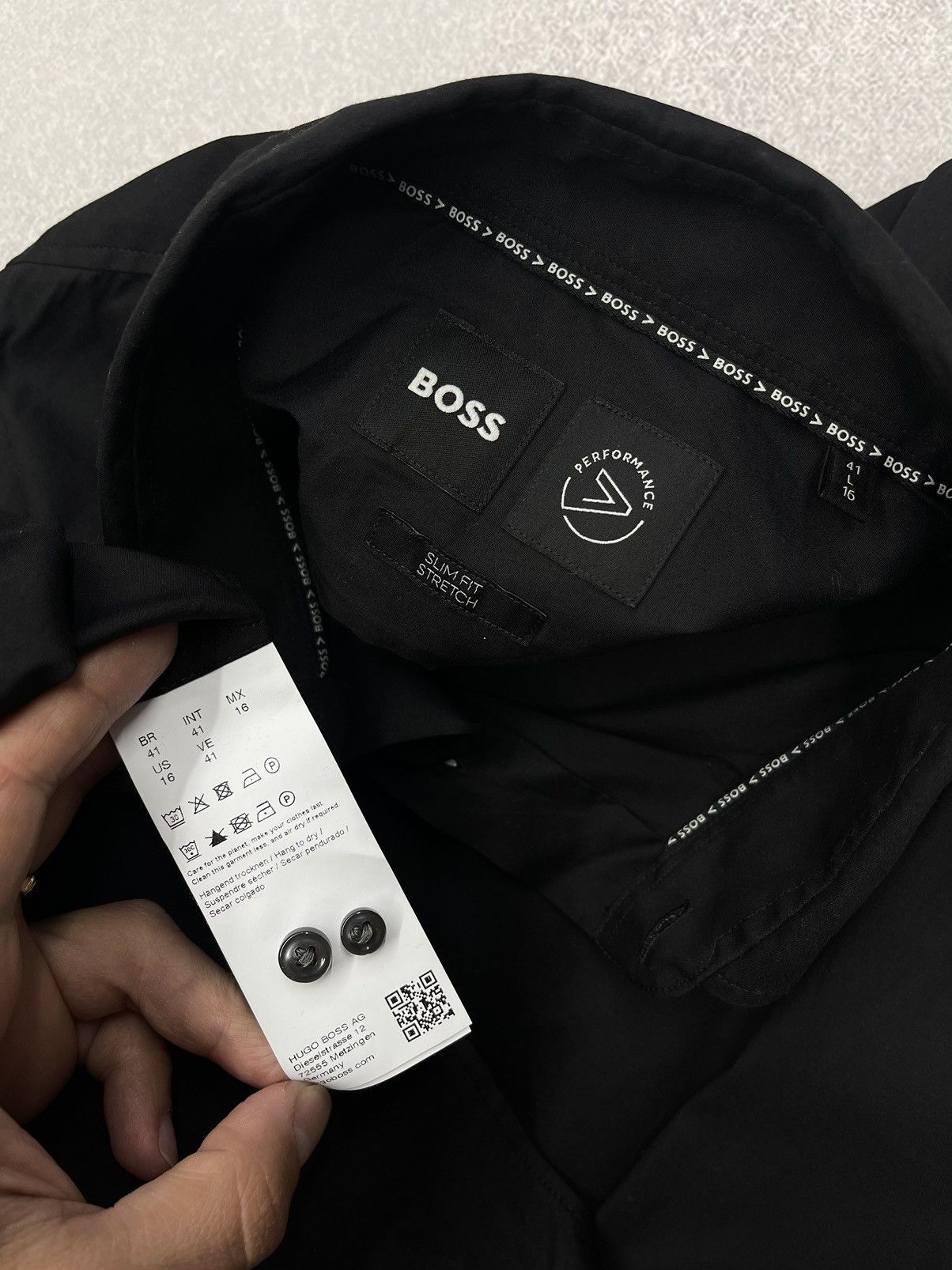 Hugo Boss Mens Hugo Boss Performance Stretch Full Black Shirt Size US L / EU 52-54 / 3 - 5 Thumbnail