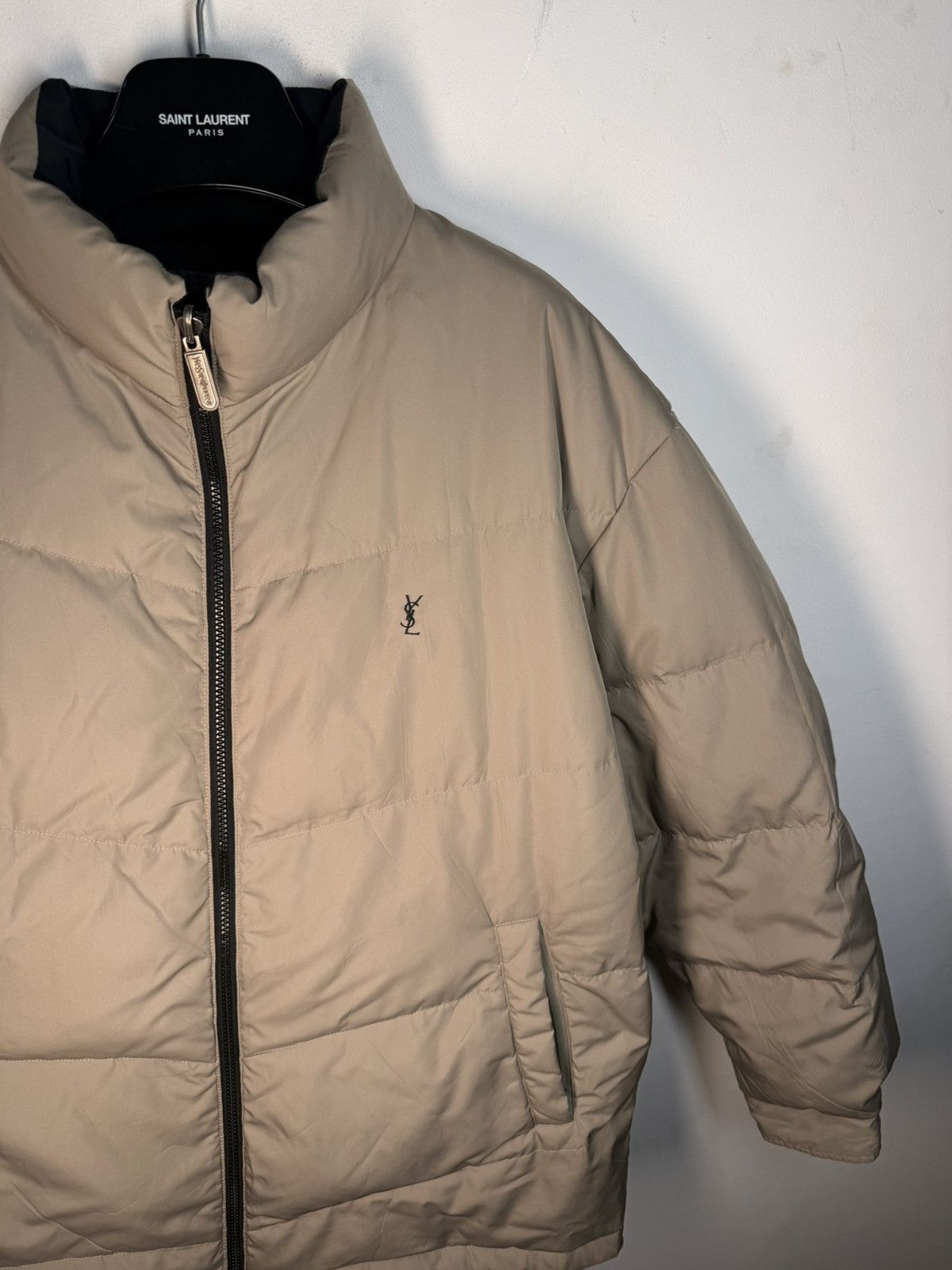 Yves Saint Laurent 2Side Puffer YSL Down Jacket Winter Beige/Black Bomber Zip Size US M / EU 48-50 / 2 - 9 Thumbnail