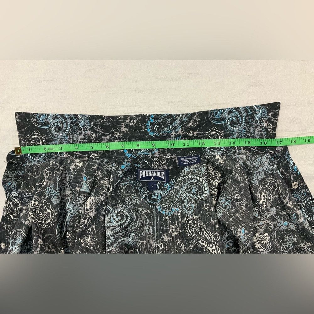 Ghetto Rodeo × Panhandle Slim PANHANDLE Black Blue Paisley Western Yoke Pearl Snap LARGE Size US L / EU 52-54 / 3 - 5 Thumbnail