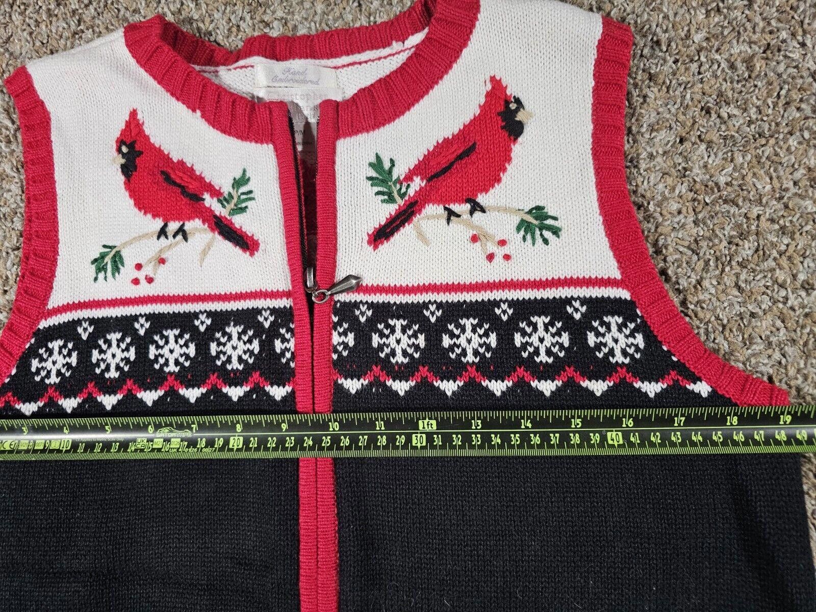 Designer Christopher Banks Christmas Sweater Vest Cardinal PM Zip Up Size M / US 6-8 / IT 42-44 - 4 Thumbnail