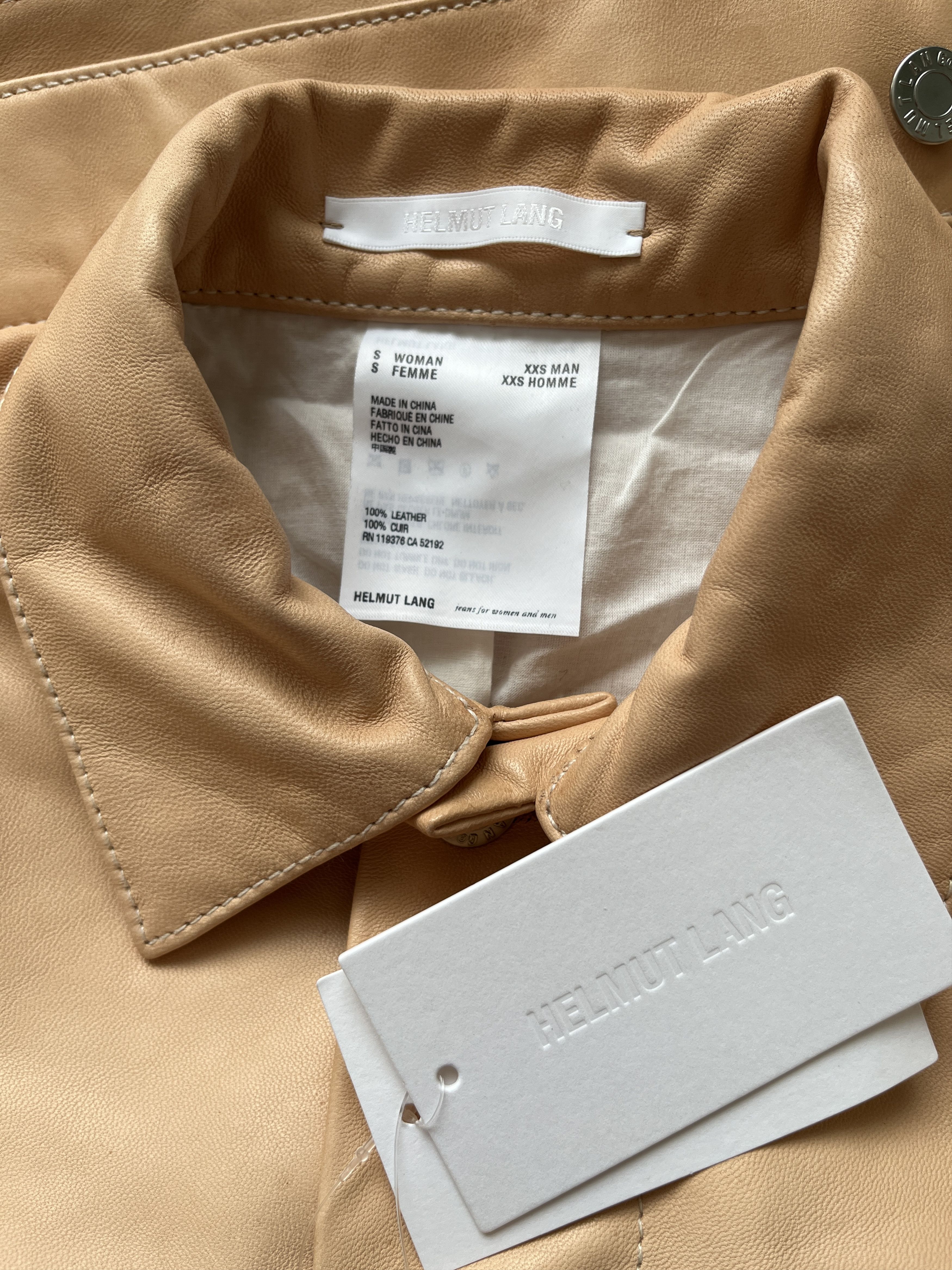 Helmut Lang ⚡️QUICK SALE⚡️Helmut Lang Beige Leather Trucker Jacket Size S / US 4 / IT 40 - 3 Thumbnail