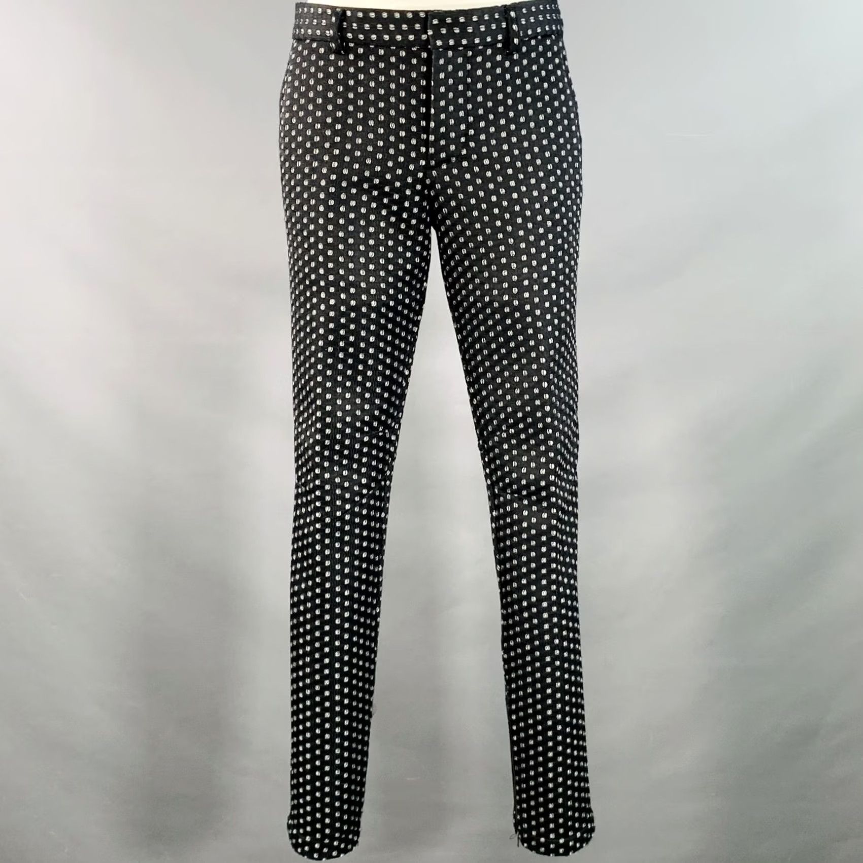 Mr Turk MR TURK Suit 36 Regular Black White Perforated Polyester Notch Lapel Men Size 36R - 5 Thumbnail