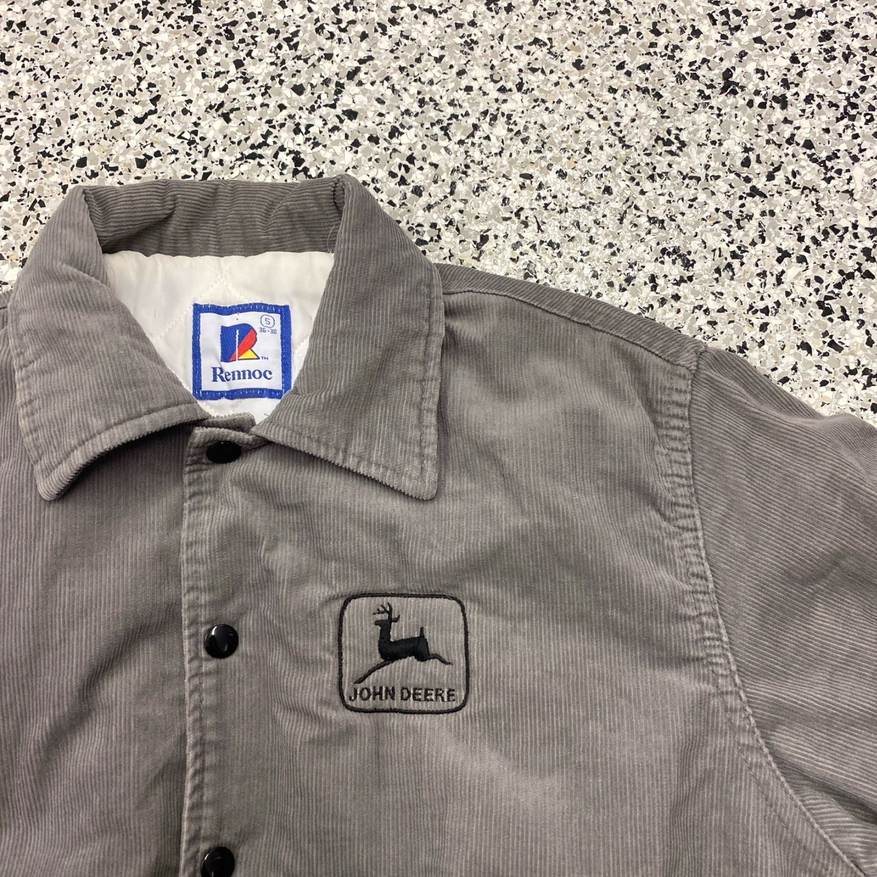 John Deere VINTAGE John Deere Bomber Jacket Corduroy Gray 2XL USA Made Small Mens Regular Pockets Quilted Size US XXL / EU 58 / 5 - 2 Thumbnail