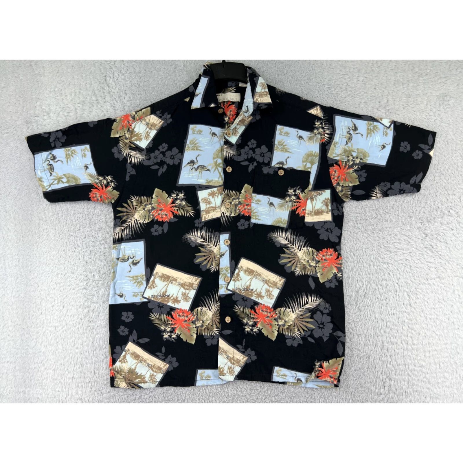 Vintage Natural Issue Shirt Mens Medium Black Floral Hawaiian Rayon Button Up Size US M / EU 48-50 / 2 - 2 Thumbnail