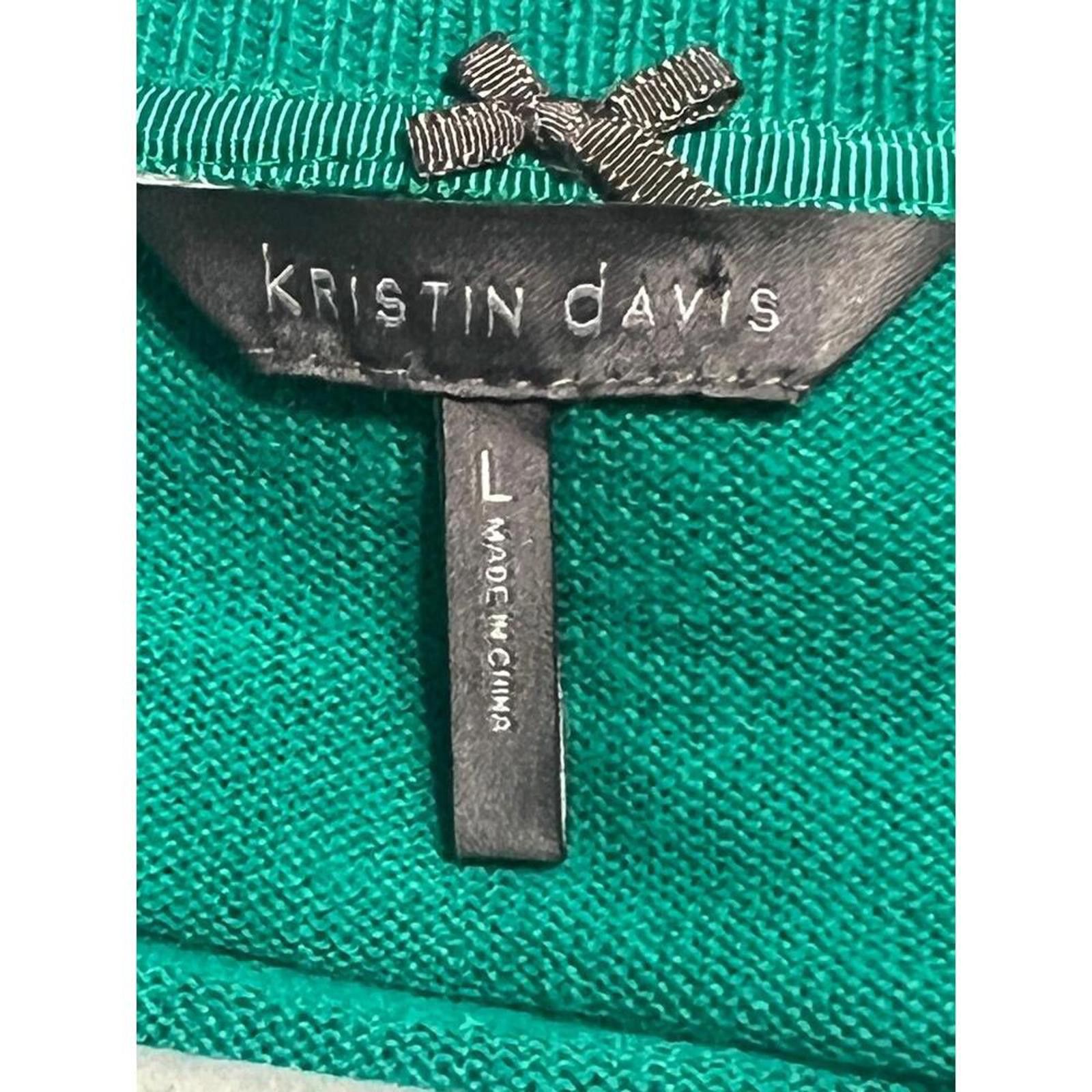 Other KRISTIN DAVIS Green L Cashmere Blend Scoop Neck Cardigan Size L / US 10 / IT 46 - 6 Thumbnail