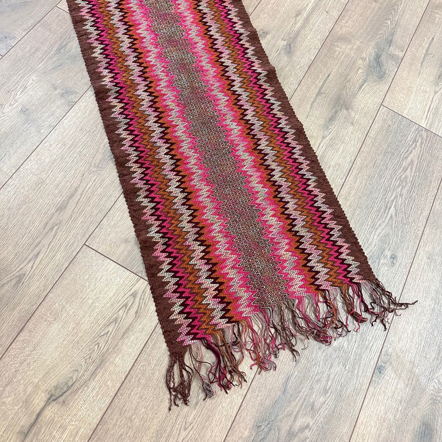Missoni Missoni Pink Brown Zigzag Chenille Scarf Size ONE SIZE - 9 Thumbnail