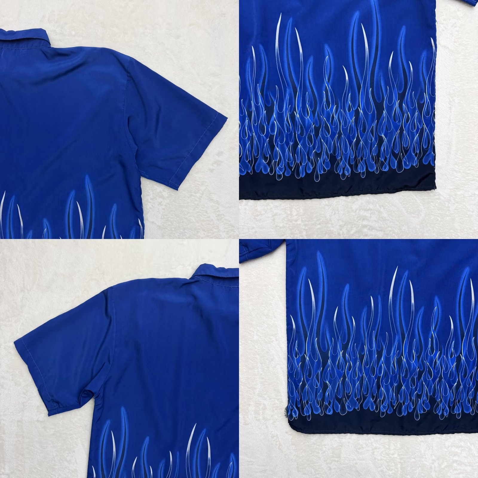 Vintage Urge Shirt Mens 2XL Blue Flame Graphic Button Up Short Sleeve Camp Casual Size US XXL / EU 58 / 5 - 9 Thumbnail