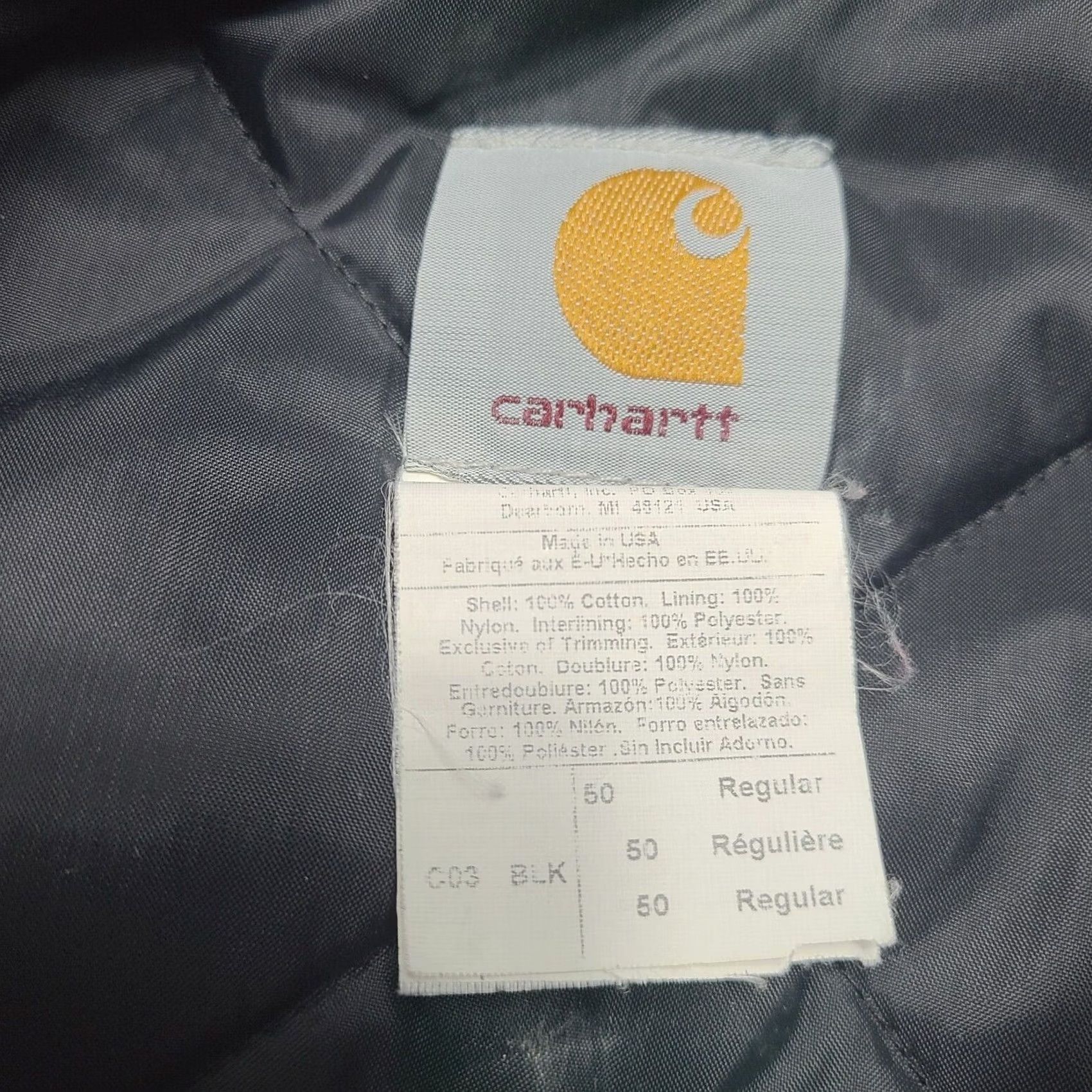 Carhartt VINTAGE Carhartt CO3 BLK Quilted Lined Jacket Size 50 Union Made Company Logo Mens Jackets Size US M / EU 48-50 / 2 - 6 Thumbnail