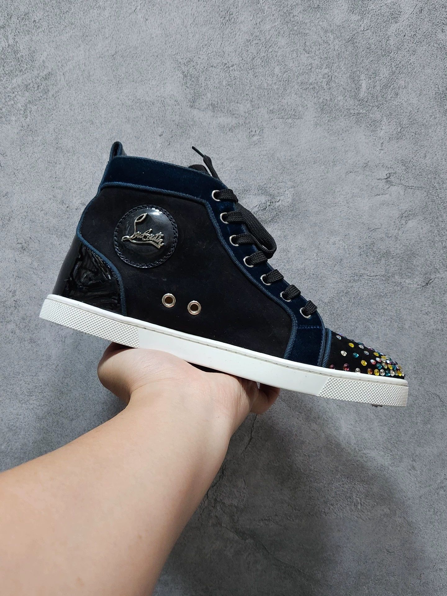 Christian Louboutin Christian Louboutin CL black suede high-top sneakers Size US 7 / IT 37 - 7 Thumbnail