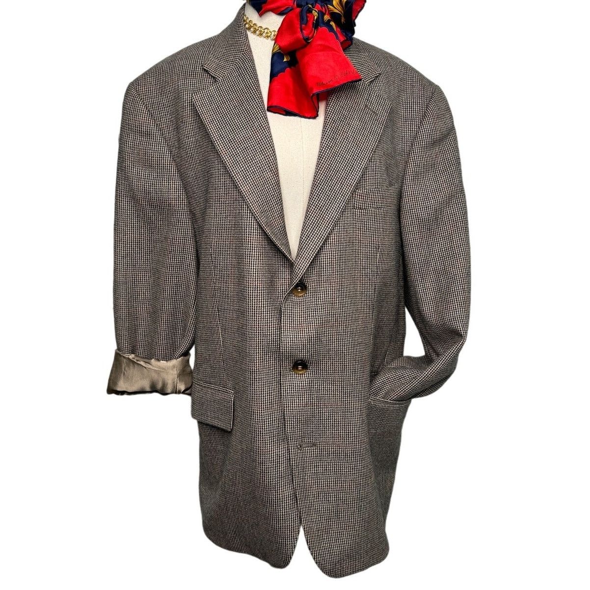 Chaps × Vintage Vintage Chaps Ralph Lauren Wool Alpaca Check Jacket 42T Size 42L - 8 Thumbnail