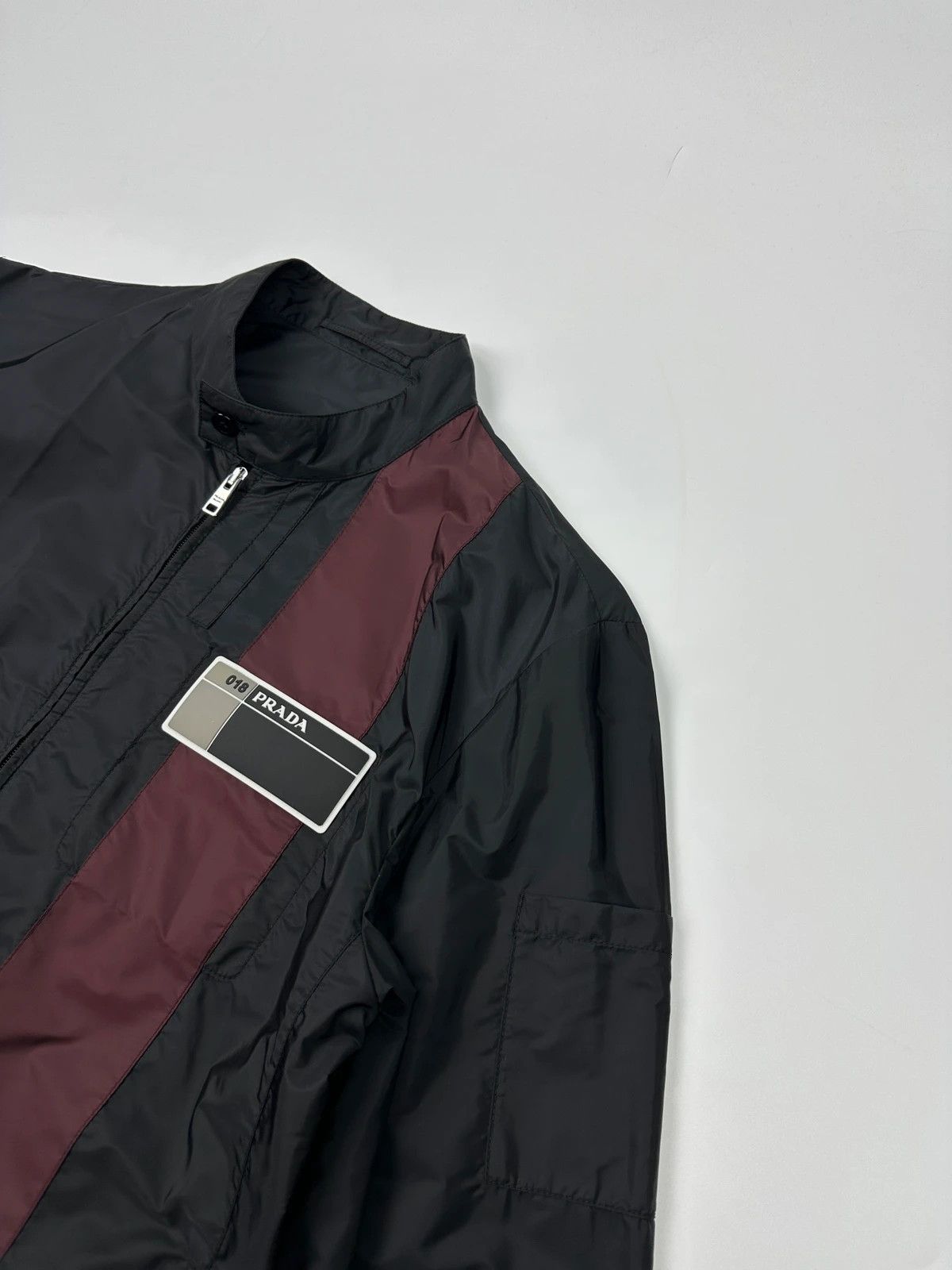Prada Prada Milano SS2018 Black Light Nylon Burgundy Strip Size US L / EU 52-54 / 3 - 3 Thumbnail