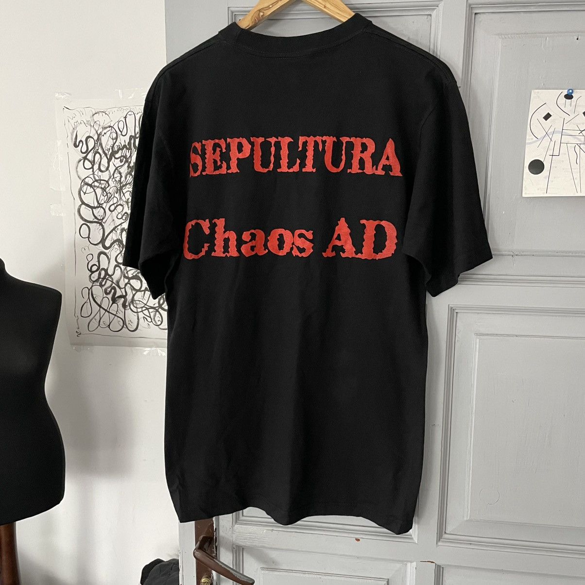 Band Tees × Vintage 🔥Ultra Rare🔥Vintage 90’s Sepultura Chaos Ad T-shirts Size US M / EU 48-50 / 2 - 7 Thumbnail