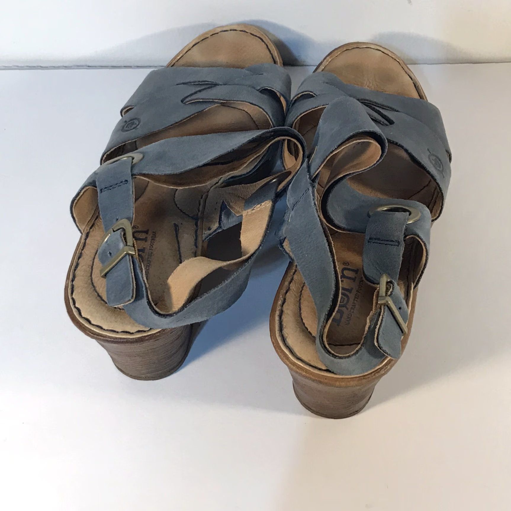 Born Born Blue Suede Wedge Slides Women's Size 8M Buckle Adjustable Comfort Summer Casual Size US 8 / IT 38 - 4 Thumbnail