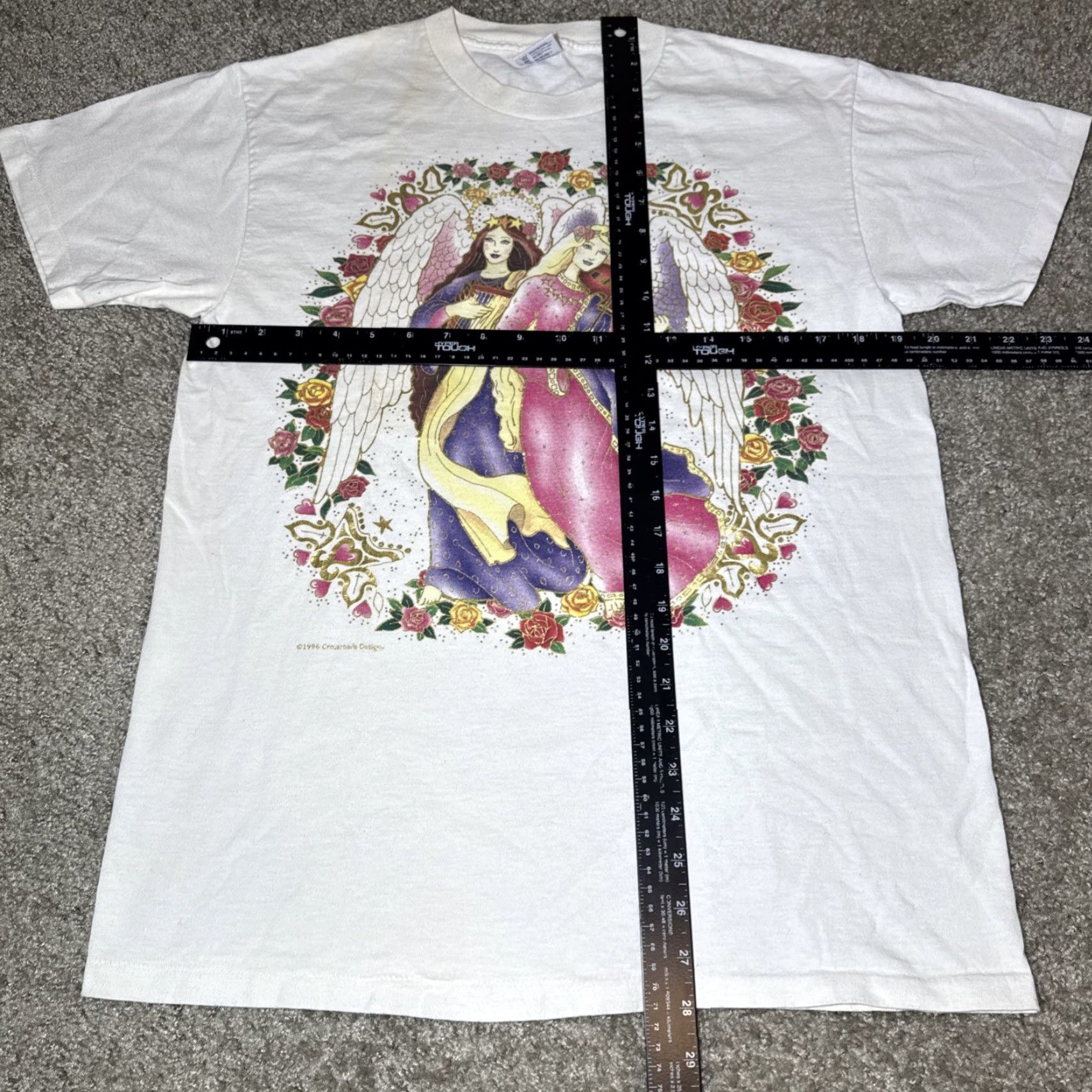 Delta VINTAGE 90s Fairy Princess Harp Violin Angels Flower White T-Shirt Adult Medium Size US M / EU 48-50 / 2 - 7 Thumbnail