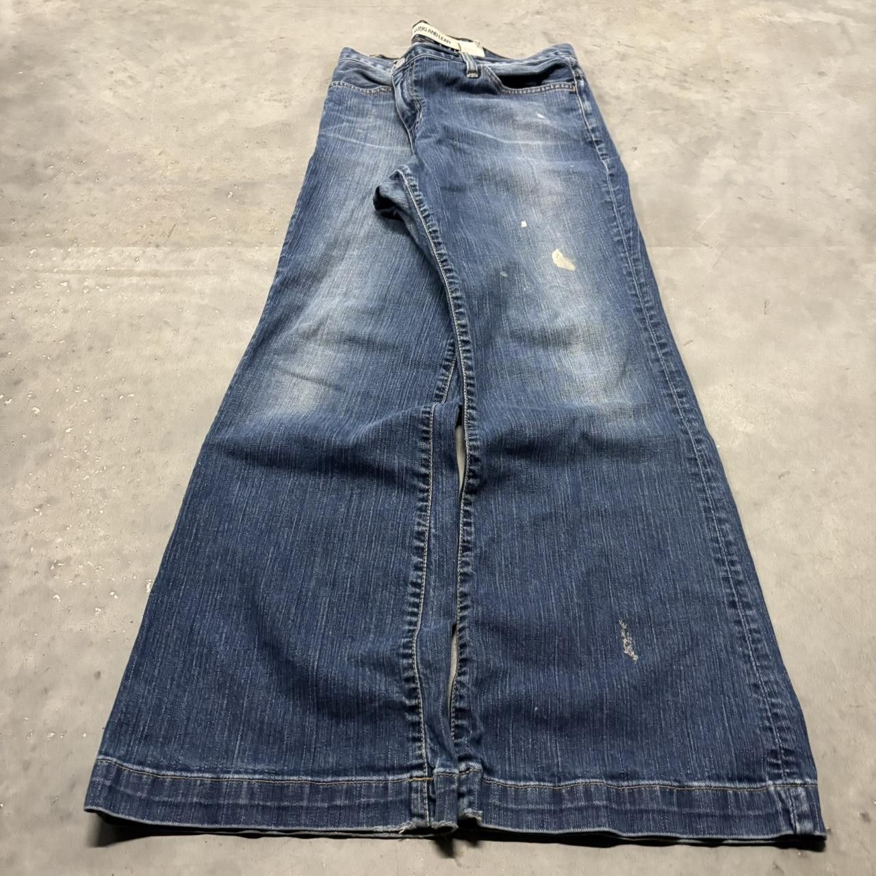 Japanese Brand × Vintage Crazy Vintage Y2K/2000s Dark Blue Wash Bootcut Streetwear Denim Jeans! Size US 34 / EU 50 - 3 Thumbnail