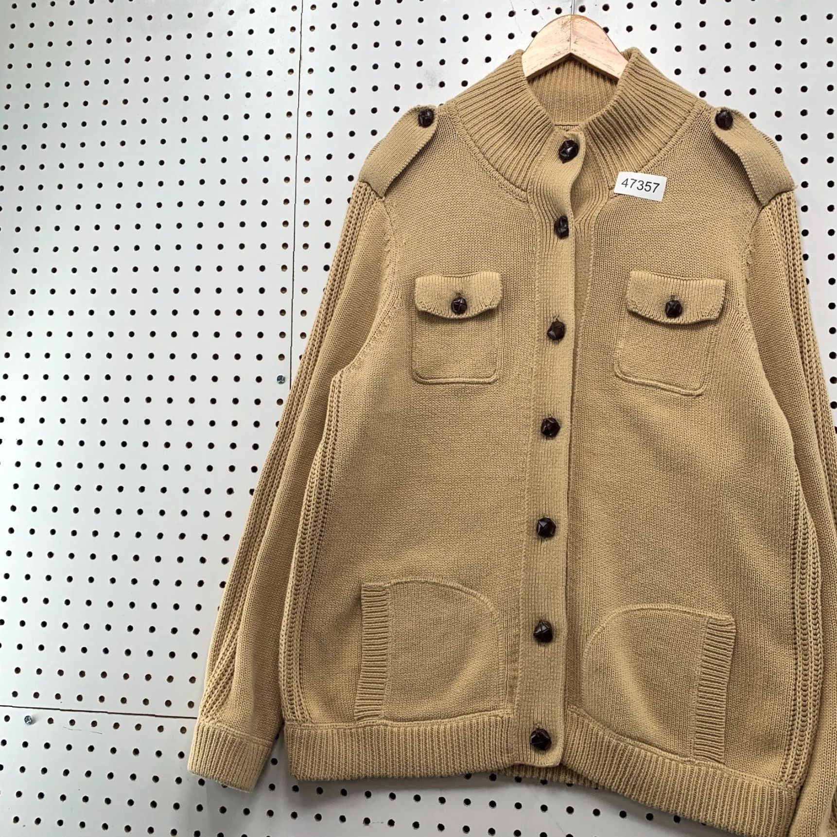 Ralph Lauren Ralph Lauren LRL Military Cardigan Sweater Womens 1X Caramel Knit Leather Button Cardigan Womens 1X Caramel Knit Button Size XL / US 12-14 / IT 48-50 - 5 Thumbnail