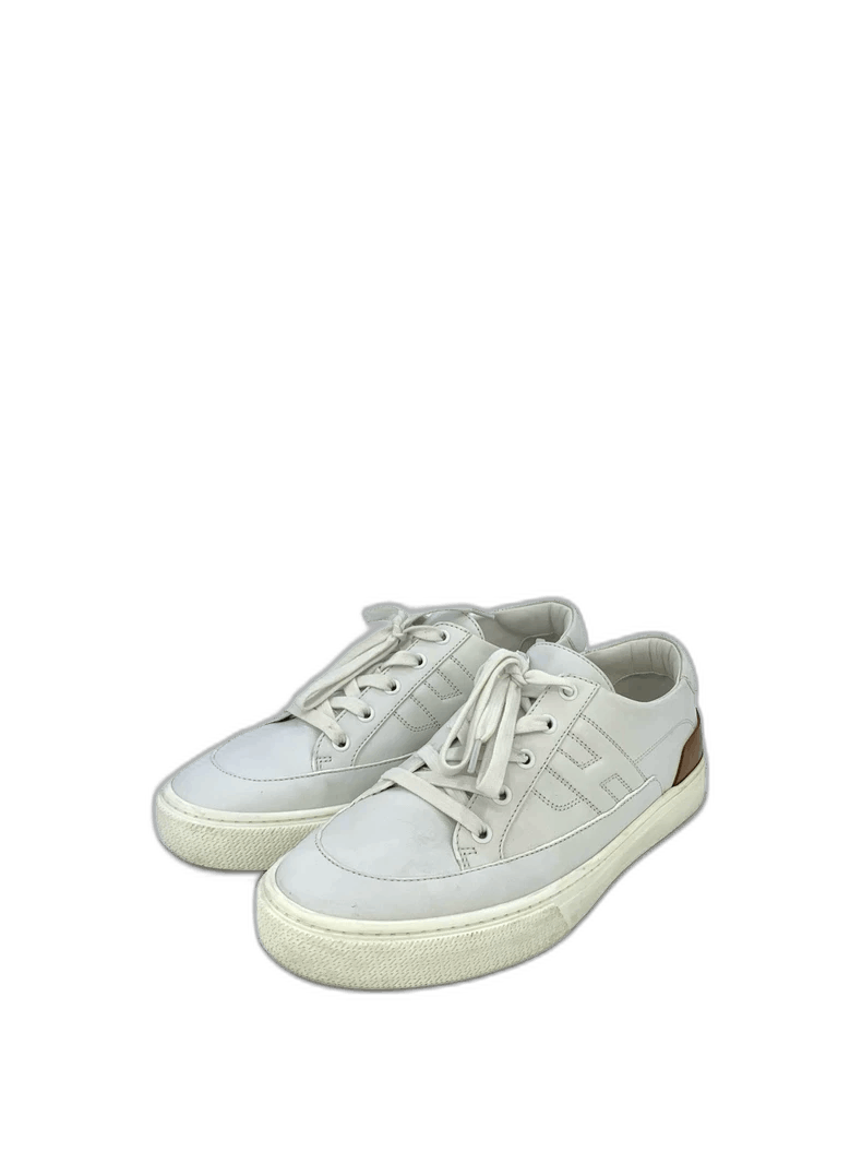 Hermes Hermes Size 41.5 Logo Embossed White Leather Laced Casual Sneakers Size US 8 / EU 41 - 1 Thumbnail