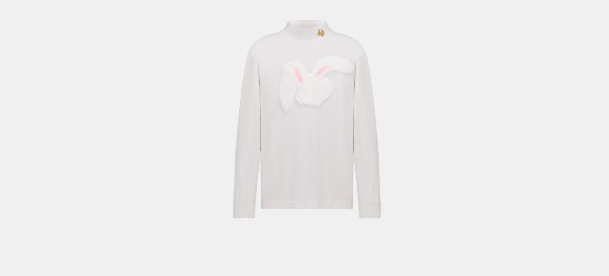 image of Dior x Erl O1W1Db10424 Long-Sleeved T-Shirt In White, Men's (Size Large)