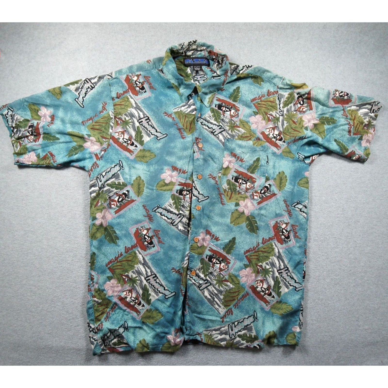 Vintage VINTAGE Pazzo Shirt Mens Large Blue Button-Up Hawaiian Rayon Surfer 90s Size US L / EU 52-54 / 3 - 2 Thumbnail