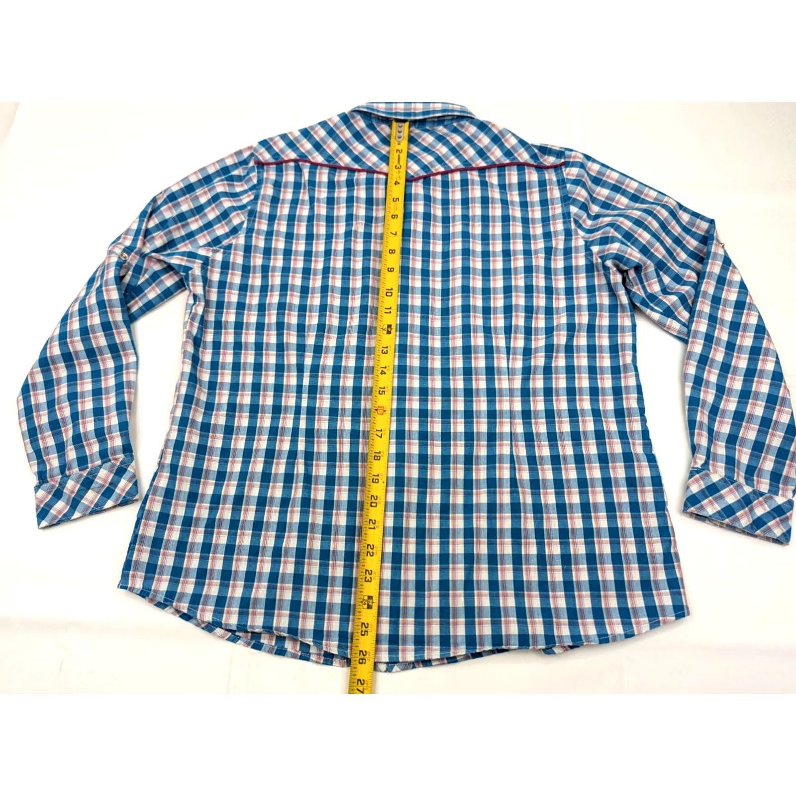 Pinko Bit & Bridle Western Shirt Women L Teal Plaid Long Sleeve Pearlsnap Embroidered Easy Care Wrinkle Resistant Casual Vintage: No Size L / US 10 / IT 46 - 7 Thumbnail