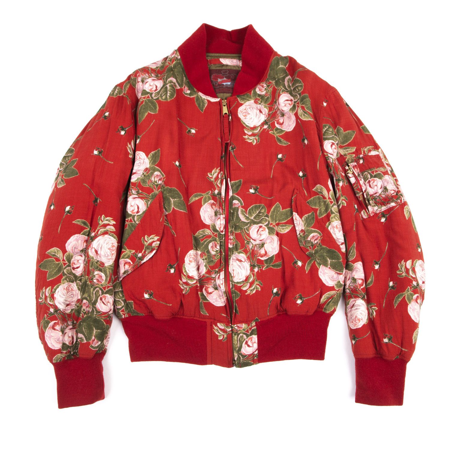 image of Karl Helmut Floral Print Bomber Jacket in Red, Men's (Size Medium)