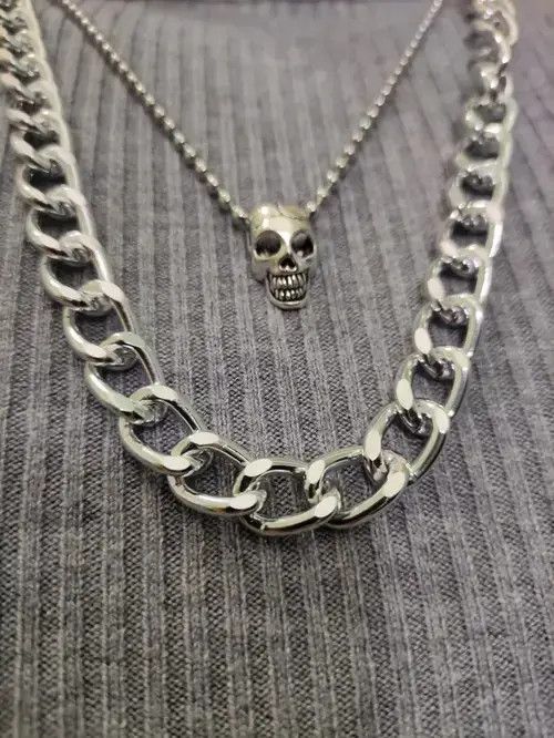 Jewelry Skull Punk Necklace Chain Choker Size ONE SIZE - 4 Thumbnail
