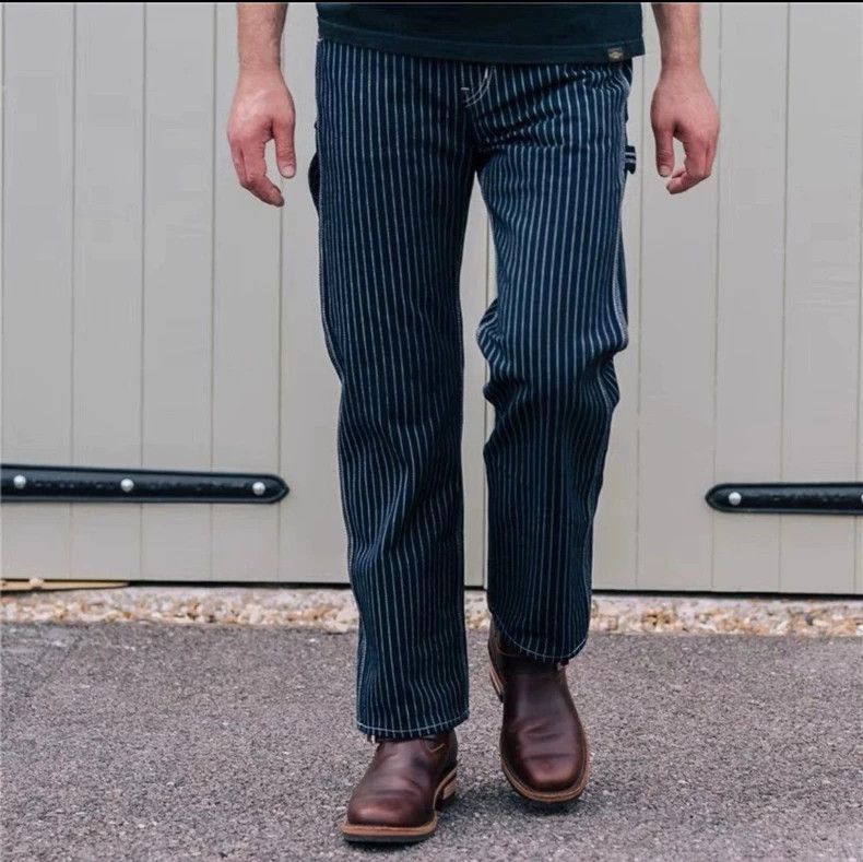 Iron Heart Iron Heart Wabash discharge striped jeans, blue dyed lumbe Size US 31 - 1 Thumbnail