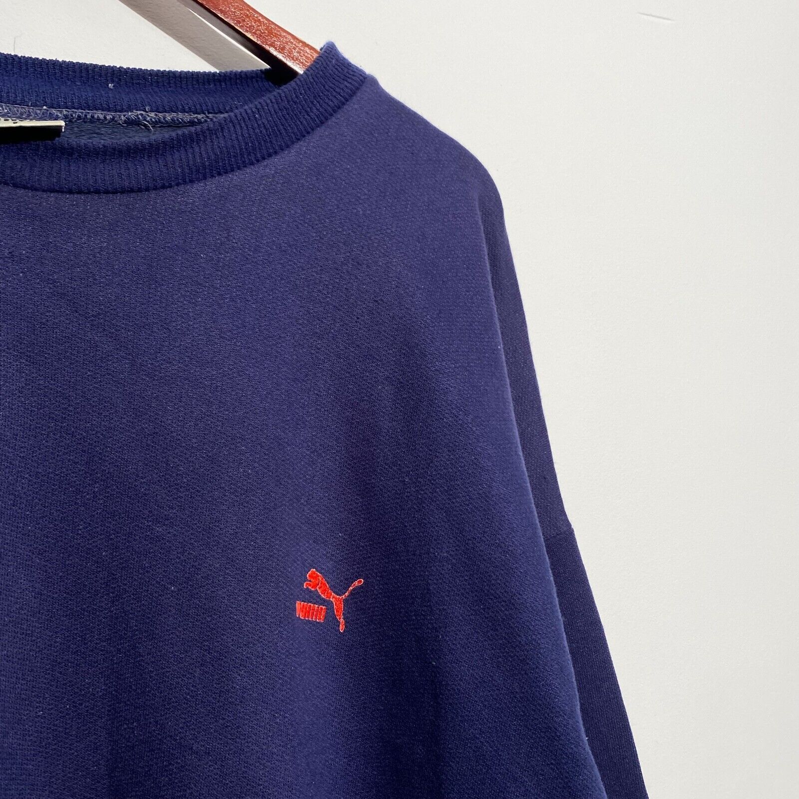 Puma × Vintage Vintage Puma Unisex Navy Blue Acrylic Crewneck Size XL 90s Size US XL / EU 56 / 4 - 4 Thumbnail