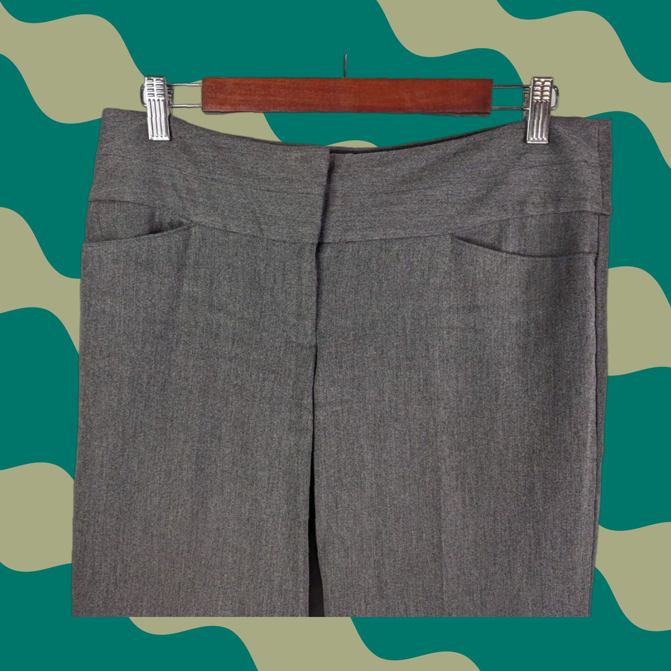 Express Express Editor Pants Wide-Leg Womens Size 6R Gray Charcoal Knit Polyester Blend Belt Detail Career Dress Pant (Defect) Size 28" / US 6 / IT 42 - 1 Thumbnail