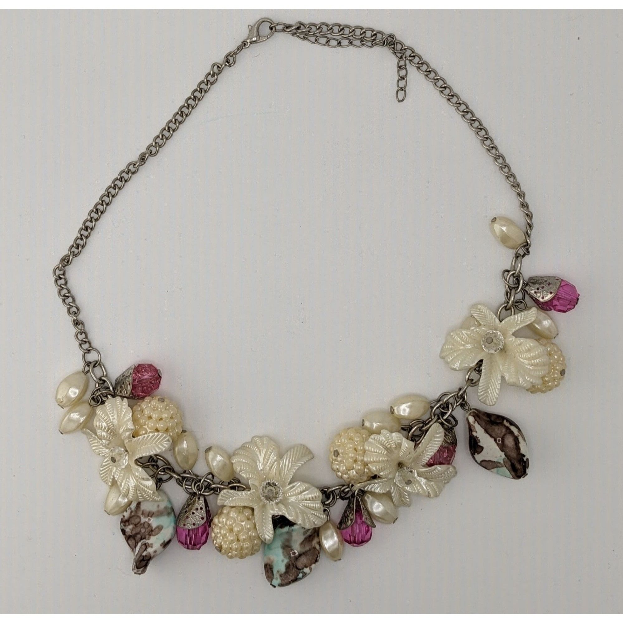 Other Vintage Fairycore Floral Statement Necklace With Mixed Beads Size ONE SIZE - 4 Thumbnail