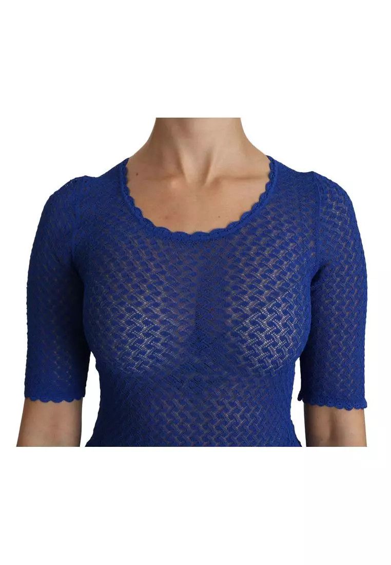 Dolce & Gabbana o1y0925 Short Sleeves Sweater in Blue Size XS / US 0-2 / IT 36-38 - 5 Thumbnail