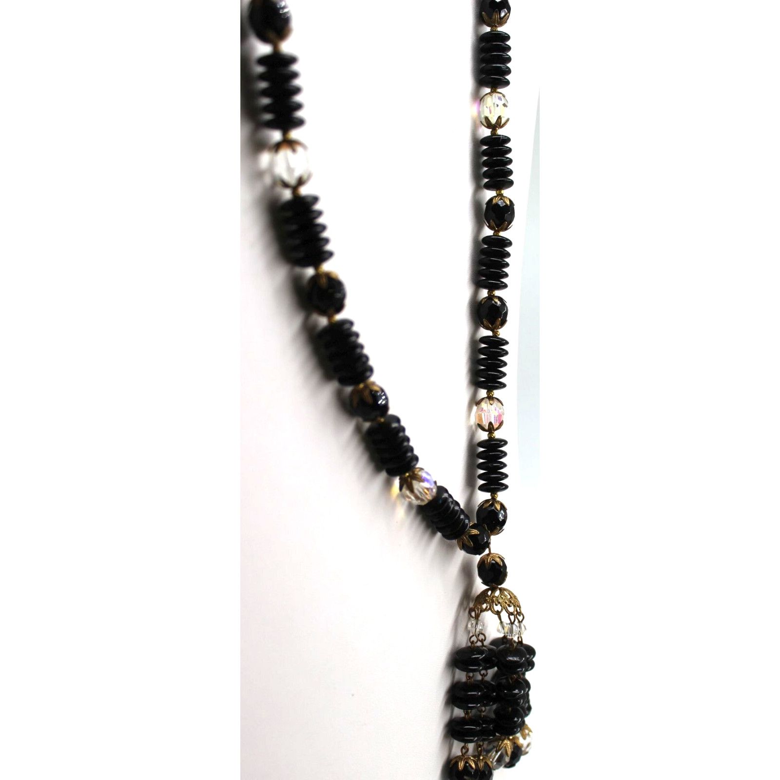 Other Vintage Black Onyx 25" Statement Necklace Faceted Bead Size ONE SIZE - 4 Thumbnail