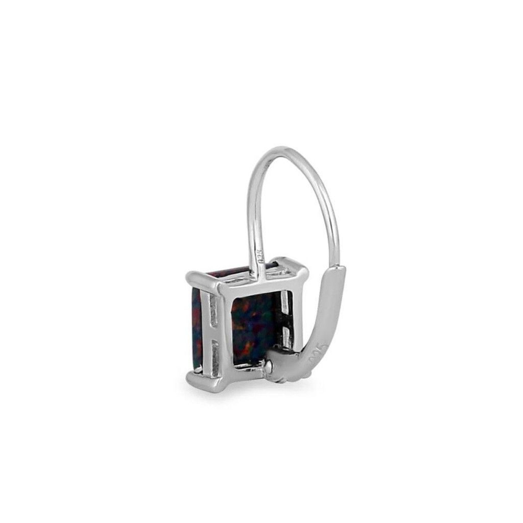 Other Sterling Silver Elegant Black Fire Opal Square Earrings New Size ONE SIZE - 3 Thumbnail