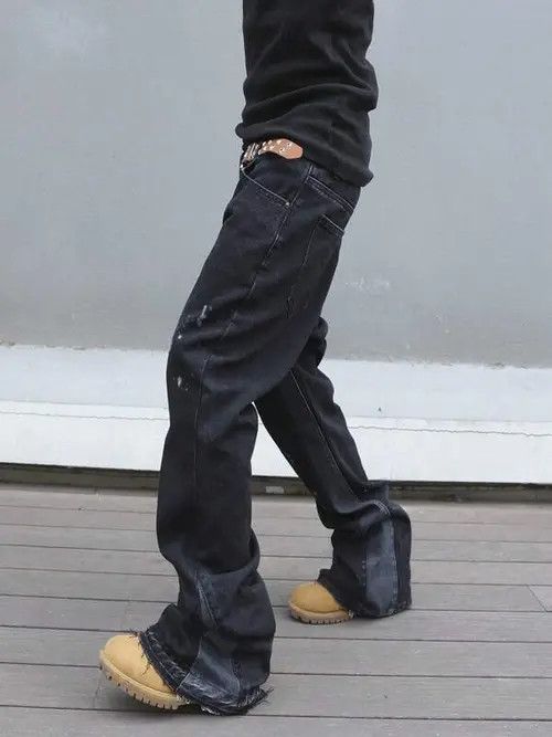 Japanese Brand × Vintage Wide leg Painted Y2k Design Jeans Size US 32 / EU 48 - 3 Thumbnail
