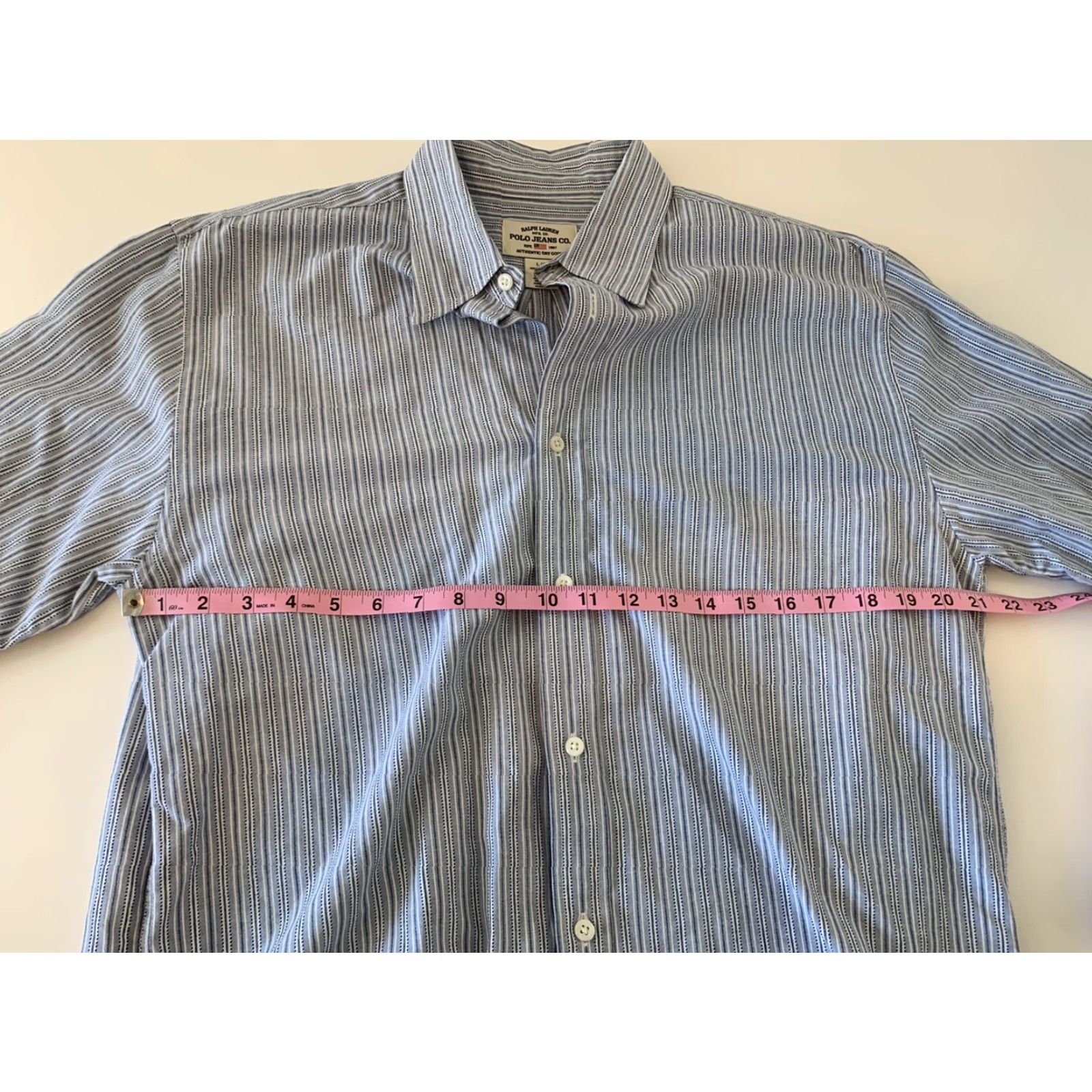 Ralph Lauren VINTAGE Ralph Lauren Polo Jeans Striped Button-Up Shirt Men L Blue 90s Mens Size US L / EU 52-54 / 3 - 3 Thumbnail