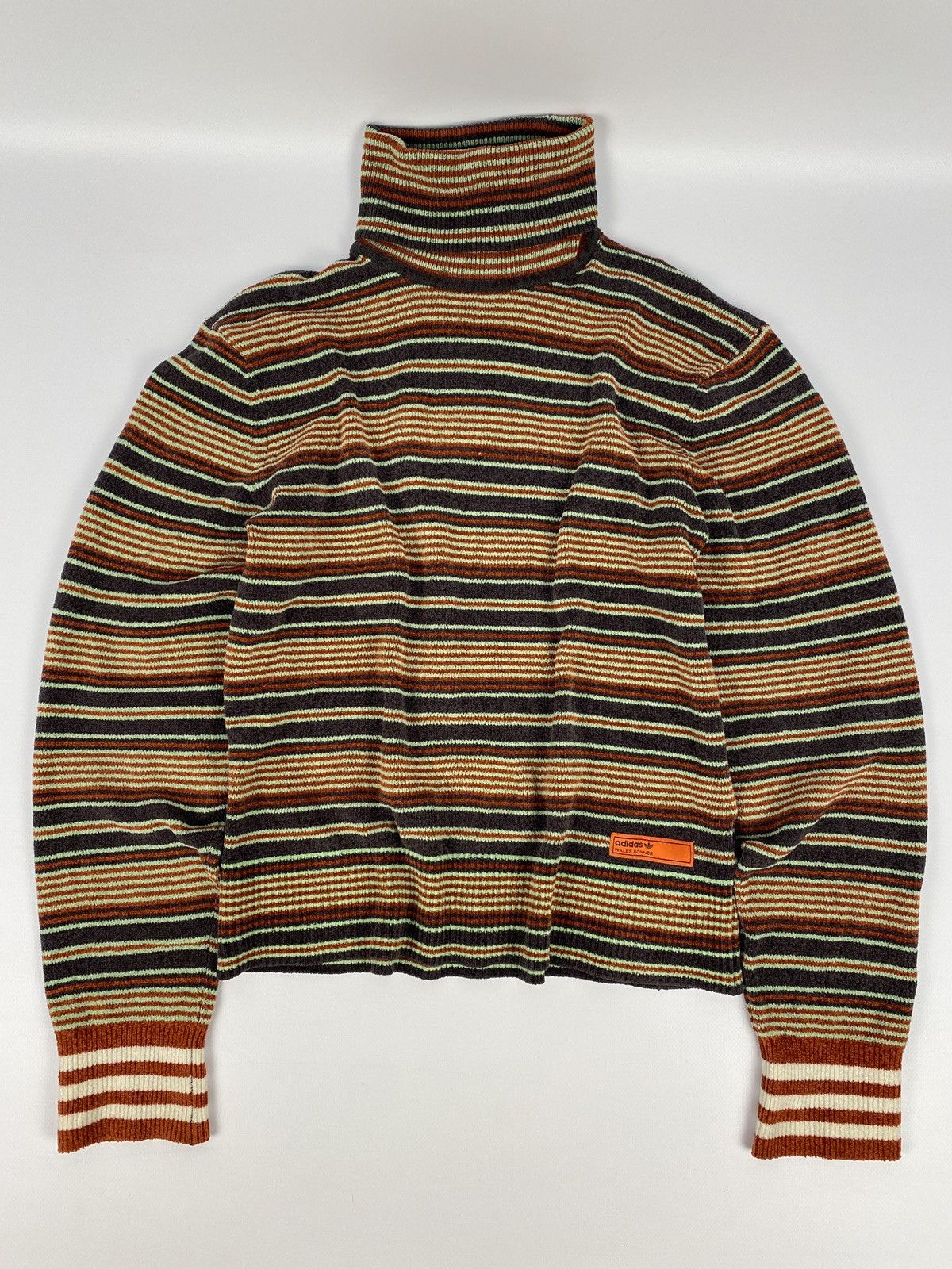 💥 Wales Bonner Adidas Striped Cropped Turtleneck Sweater Y2K