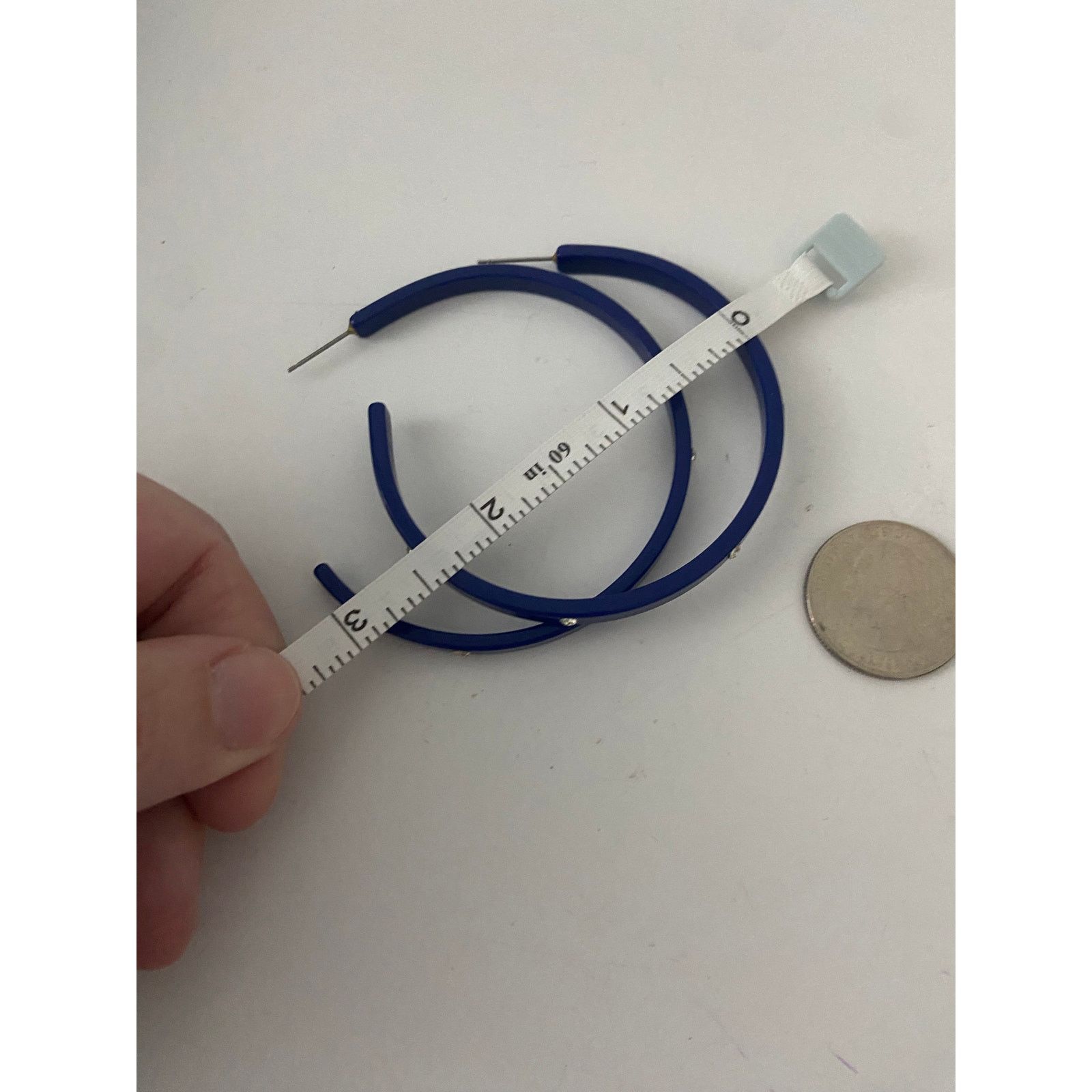 Other Navy blue hoop earrings with rhinestone Size ONE SIZE - 5 Thumbnail