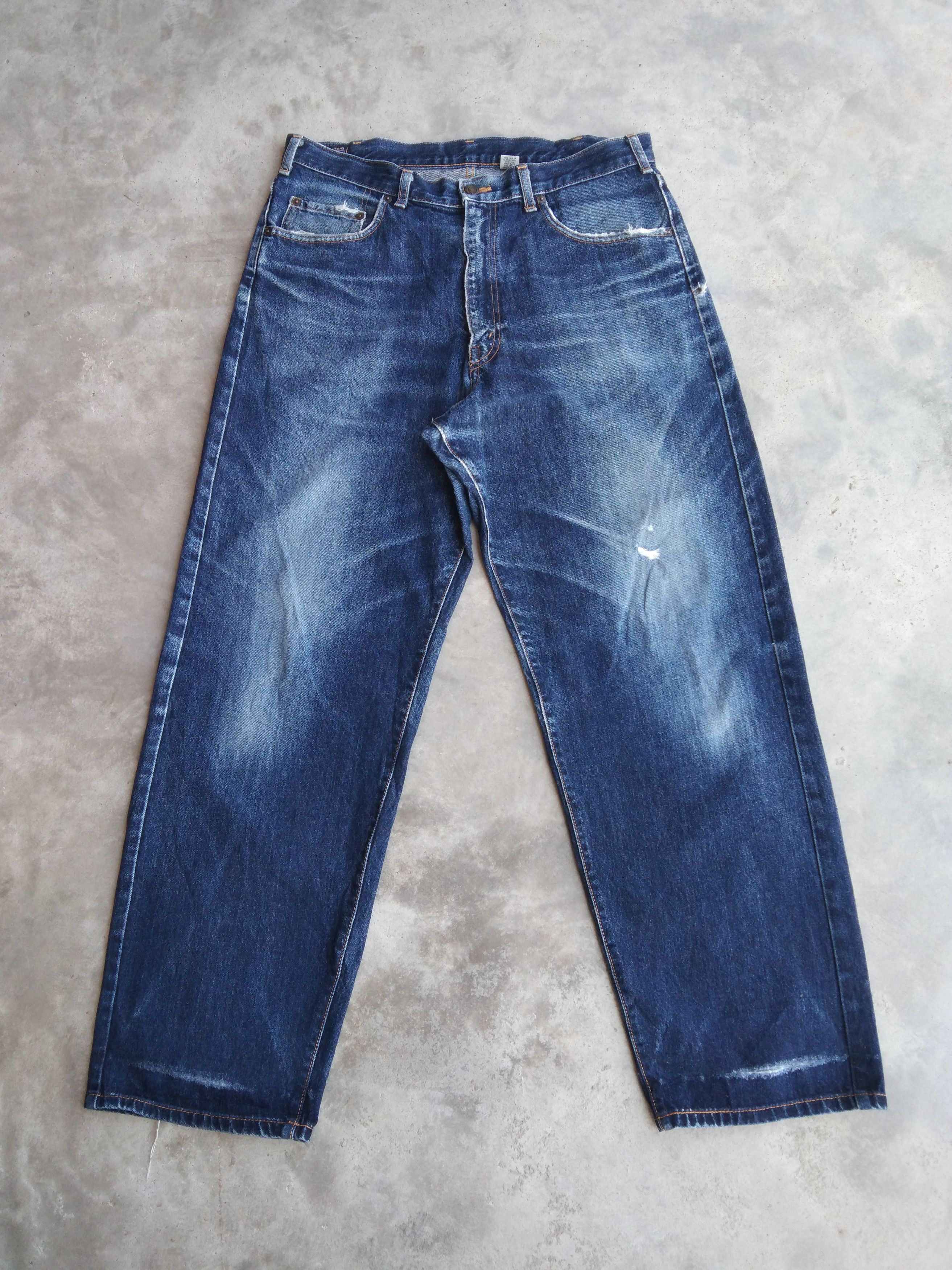 Japanese Brand Vintage Distressed Big John Loose Baggy Jeans 36x31 Size US 36 / EU 52 - 2 Thumbnail