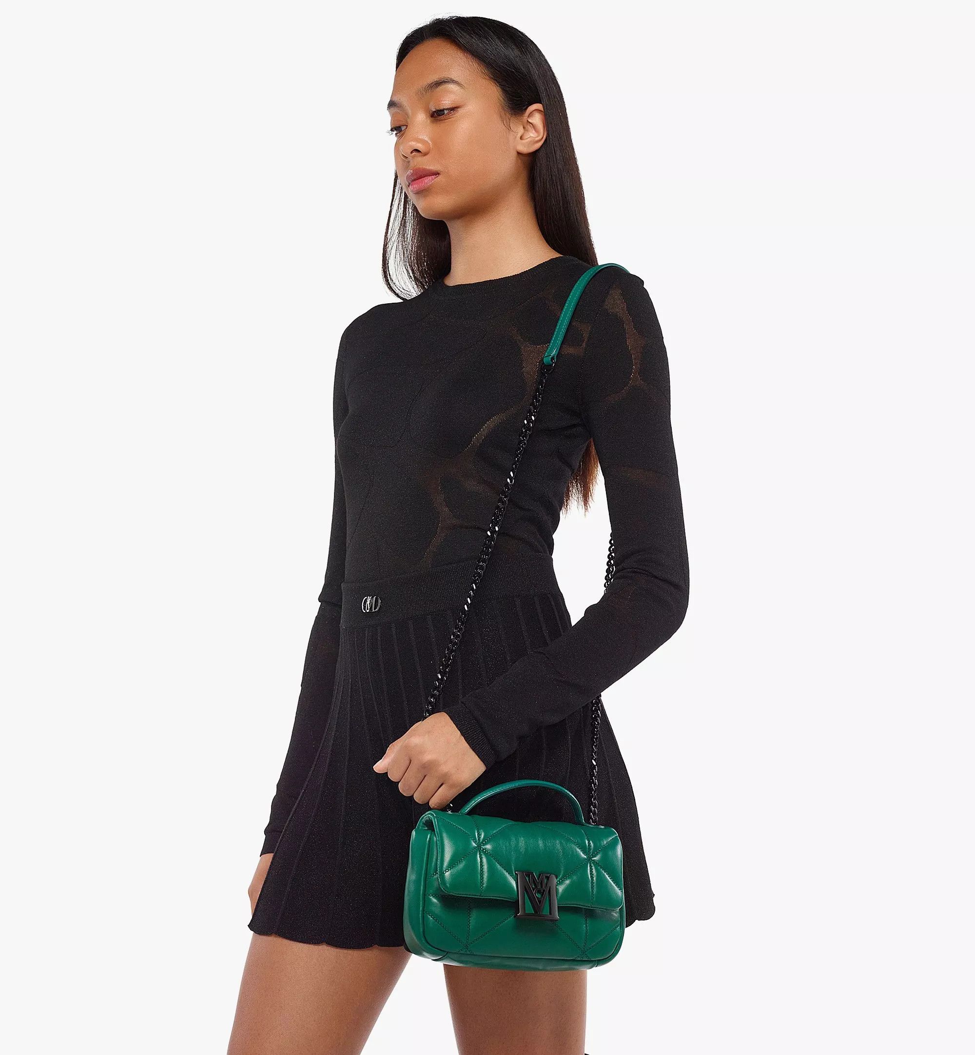 MCM o1mt1gz0426 Size: OS / Travia Mini Satchel Bag in Green Size ONE SIZE - 7 Thumbnail