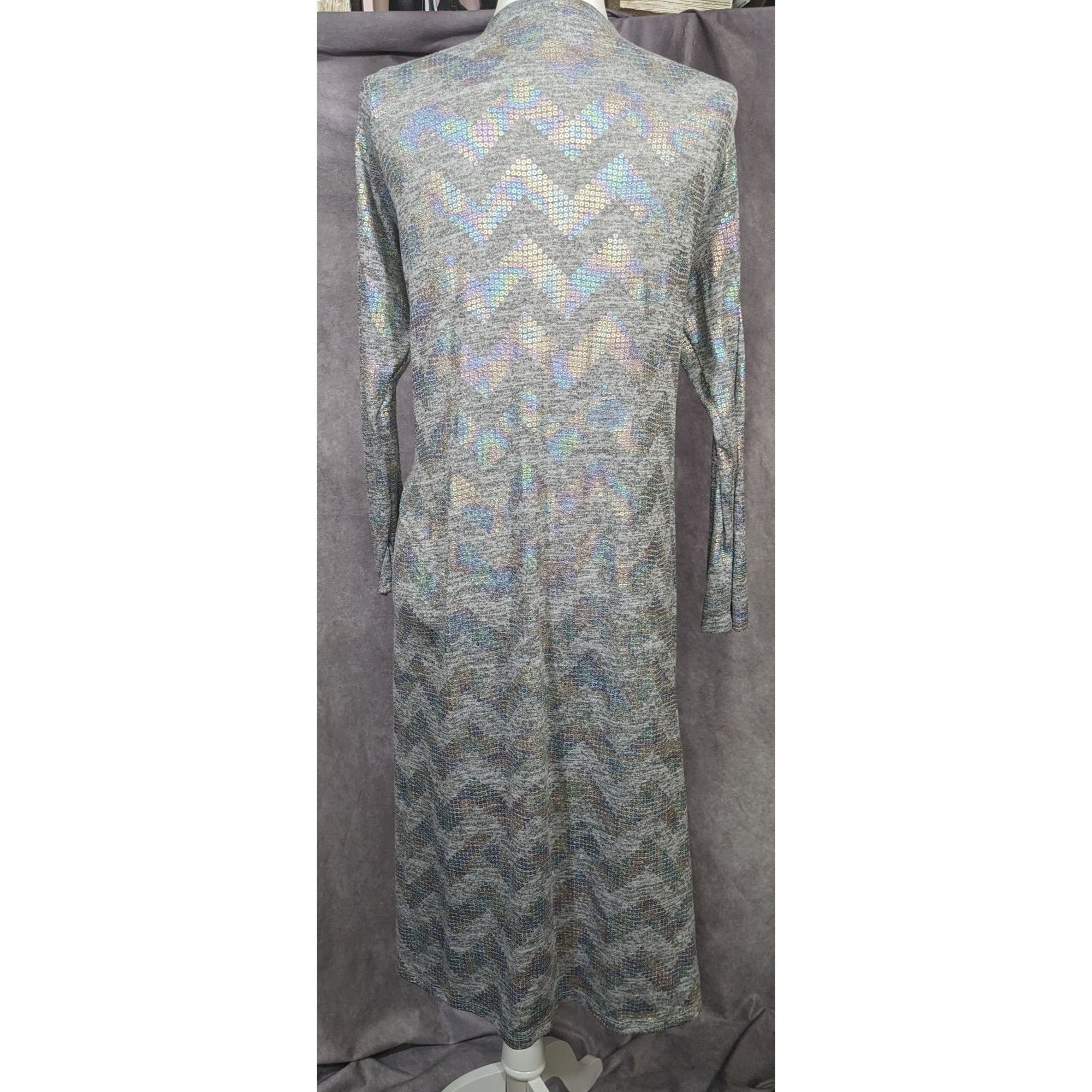 Other Trendy Rainbow Shimmer LulaRoe Sarah Sequins Grey Cardigan Size L / US 10 / IT 46 - 11 Thumbnail