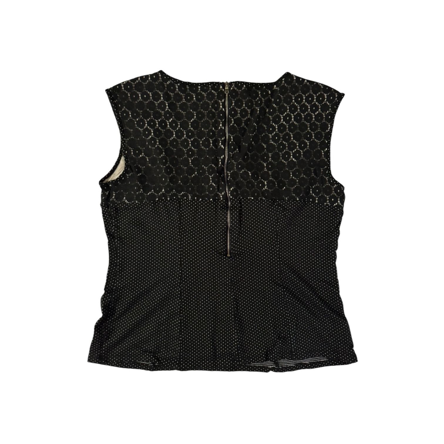 Ann Taylor Ann Taylor Black with White Dots Sleeveless Fitted Top Small Size S / US 4 / IT 40 - 6 Thumbnail