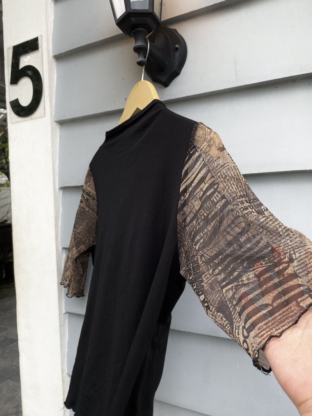 If Six Was Nine Evident Newspaper Ruffle Accent Tee John Galliano Style Size US M / EU 48-50 / 2 - 4 Thumbnail