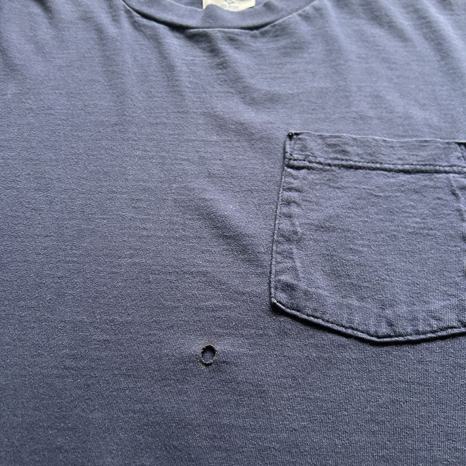 Jerzees Vintage 90s Navy Blue Blank Faded Pocket T Shirt Medium Rare Size US M / EU 48-50 / 2 - 4 Thumbnail